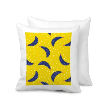 Yellow seamless with blue bananas, Μαξιλάρι καναπέ 40x40cm περιέχεται το  γέμισμα