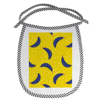 Yellow seamless with blue bananas, Σαλιάρα μωρού αλέκιαστη με κορδόνι Μαύρη