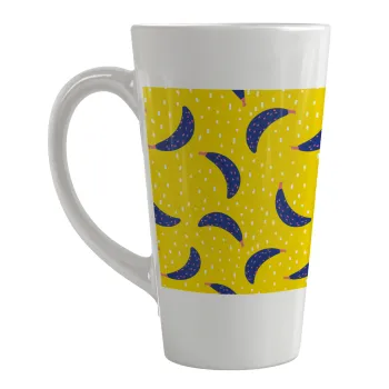 Yellow seamless with blue bananas, Κούπα κωνική Latte Μεγάλη, κεραμική, 450ml