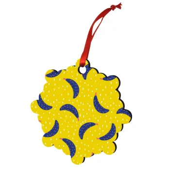 Yellow seamless with blue bananas, Στολίδι Χριστουγεννιάτικο στολίδι snowflake ξύλινο 7.5cm