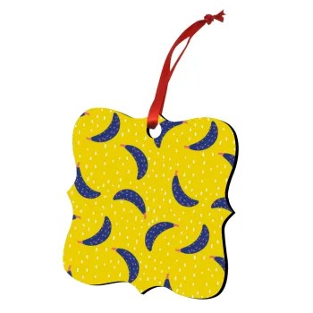 Yellow seamless with blue bananas, Στολίδι Χριστουγεννιάτικο στολίδι polygon ξύλινο 7.5cm