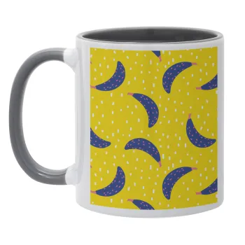 Yellow seamless with blue bananas, Mug colored grey, ceramic, 330ml