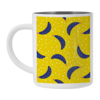 Yellow seamless with blue bananas, Κούπα Ανοξείδωτη διπλού τοιχώματος 300ml