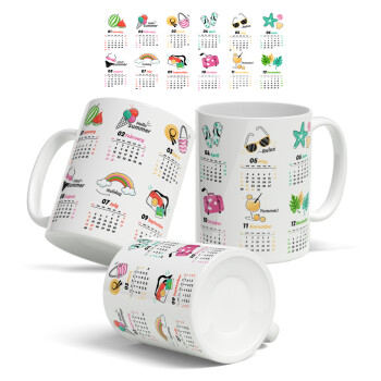 Calendar, Ceramic coffee mug, 330ml (1pcs)