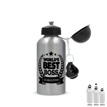 World's best boss stars, Metallic water jug, Silver, aluminum 500ml