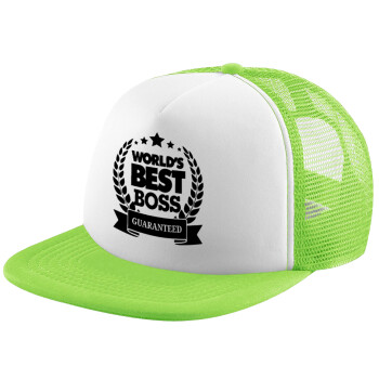 World's best boss stars, Καπέλο Soft Trucker με Δίχτυ Πράσινο/Λευκό