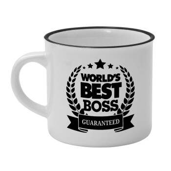 World's best boss stars, Κούπα κεραμική vintage Λευκή/Μαύρη 230ml