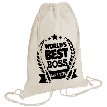 World's best boss stars, Τσάντα πλάτης πουγκί GYMBAG natural (28x40cm)