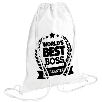 World's best boss stars, Τσάντα πλάτης πουγκί GYMBAG λευκή (28x40cm)