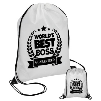 World's best boss stars, Τσάντα πουγκί με μαύρα κορδόνια 45χ35cm (1 τεμάχιο)
