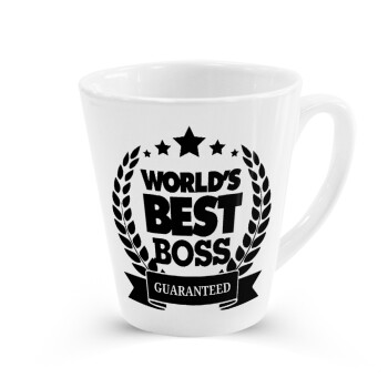 World's best boss stars, Κούπα κωνική Latte Λευκή, κεραμική, 300ml