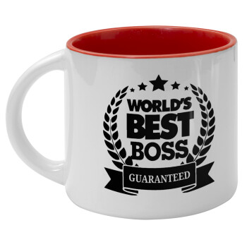 World's best boss stars, Κούπα κεραμική 400ml Λευκή/Κόκκινη