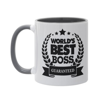 World's best boss stars, Κούπα χρωματιστή γκρι, κεραμική, 330ml