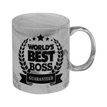 World's best boss stars, Κούπα κεραμική, marble style (μάρμαρο), 330ml