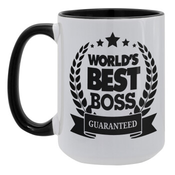 World's best boss stars, Κούπα Mega 15oz, κεραμική Μαύρη, 450ml