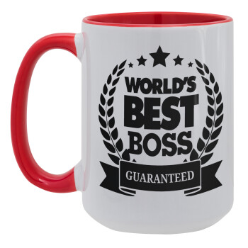 World's best boss stars, Κούπα Mega 15oz, κεραμική Κόκκινη, 450ml