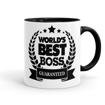World's best boss stars, Κούπα χρωματιστή μαύρη, κεραμική, 330ml