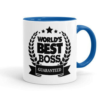 World's best boss stars, Κούπα χρωματιστή μπλε, κεραμική, 330ml