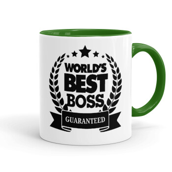 World's best boss stars, Κούπα χρωματιστή πράσινη, κεραμική, 330ml