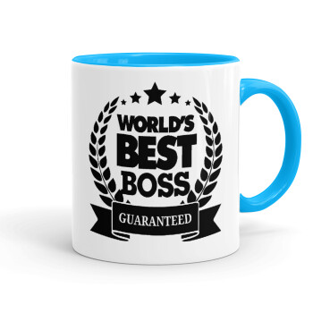 World's best boss stars, Κούπα χρωματιστή γαλάζια, κεραμική, 330ml
