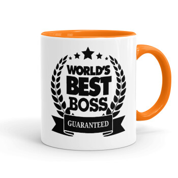 World's best boss stars, Κούπα χρωματιστή πορτοκαλί, κεραμική, 330ml