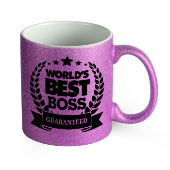 World's best boss stars, Κούπα Μωβ Glitter που γυαλίζει, κεραμική, 330ml