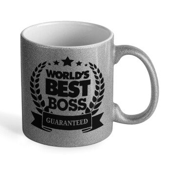 World's best boss stars, Κούπα Ασημένια Glitter που γυαλίζει, κεραμική, 330ml