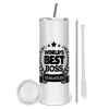 Tumbler stainless steel 600ml, with metal straw & cleaning brush