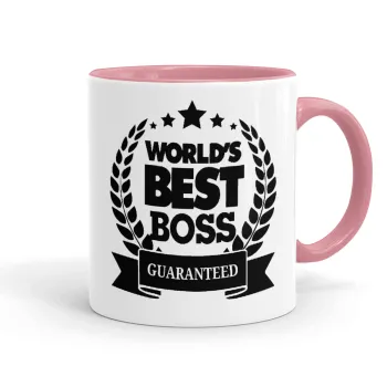 World's best boss stars, Mug colored pink, ceramic, 330ml