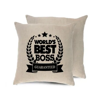 World's best boss stars, Μαξιλάρι καναπέ ΛΙΝΟ 40x40cm περιέχεται το  γέμισμα