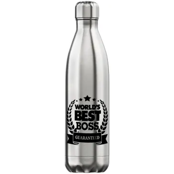 World's best boss stars, Inox (Stainless steel) hot metal mug, double wall, 750ml