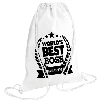 World's best boss stars, Backpack pouch GYMBAG white (28x40cm)