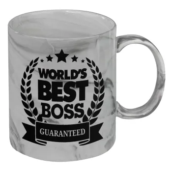 World's best boss stars, Κούπα κεραμική, marble style (μάρμαρο), 330ml