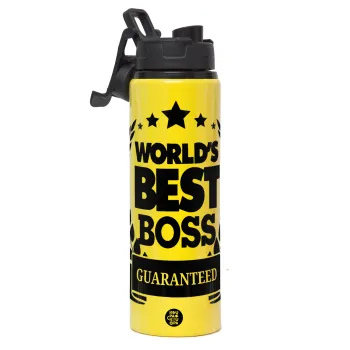 World's best boss stars, Μεταλλικό παγούρι νερού με καπάκι ασφαλείας, αλουμινίου 850ml