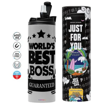 World's best boss stars, Tumbler stainless steel GREY 600ml