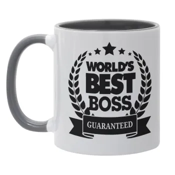 World's best boss stars, Κούπα χρωματιστή γκρι, κεραμική, 330ml