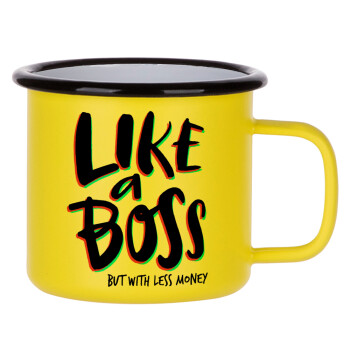 Like a boss, but with less money!!!, Κούπα Μεταλλική εμαγιέ ΜΑΤ Κίτρινη 360ml