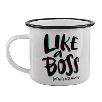 Like a boss, but with less money!!!, Κούπα εμαγιέ με μαύρο χείλος 360ml