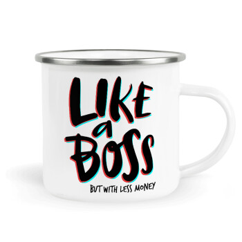 Like a boss, but with less money!!!, Κούπα Μεταλλική εμαγιέ λευκη 360ml