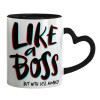 Mug heart black handle, ceramic, 330ml