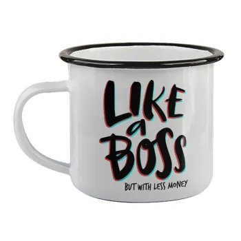 Like a boss, but with less money!!!, Κούπα εμαγιέ με μαύρο χείλος 360ml