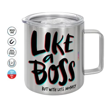Like a boss, but with less money!!!, Double-walled stainless steel mug 300ml with temperature-retaining lid