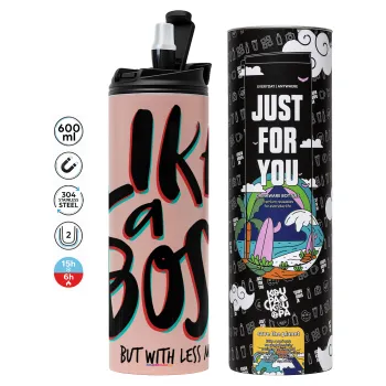 Like a boss, but with less money!!!, Tumbler stainless steel PINK 600ml