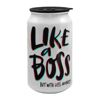 Like a boss, but with less money!!!, Κούπα ταξιδιού μεταλλική με καπάκι (tin-can) 500ml