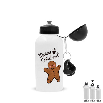 mr gingerbread, Metal water bottle, White, aluminum 500ml