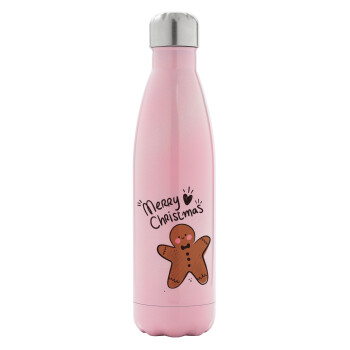 mr gingerbread, Metal mug thermos Pink Iridiscent (Stainless steel), double wall, 500ml