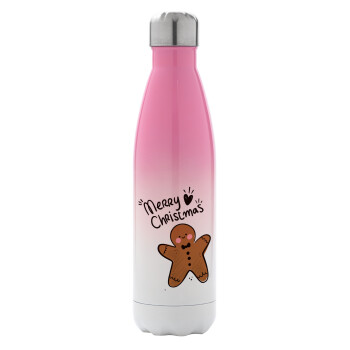 mr gingerbread, Metal mug thermos Pink/White (Stainless steel), double wall, 500ml