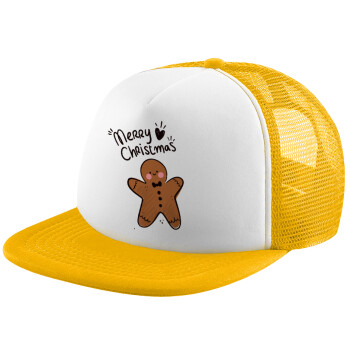 mr gingerbread, Καπέλο Ενηλίκων Soft Trucker με Δίχτυ Κίτρινο/White (POLYESTER, ΕΝΗΛΙΚΩΝ, UNISEX, ONE SIZE)