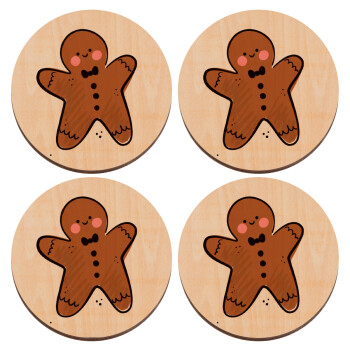 mr gingerbread, ΣΕΤ x4 Σουβέρ ξύλινα στρογγυλά plywood (9cm)