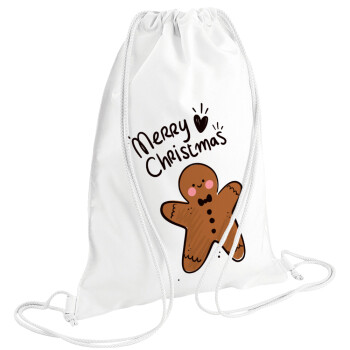 mr gingerbread, Τσάντα πλάτης πουγκί GYMBAG λευκή (28x40cm)